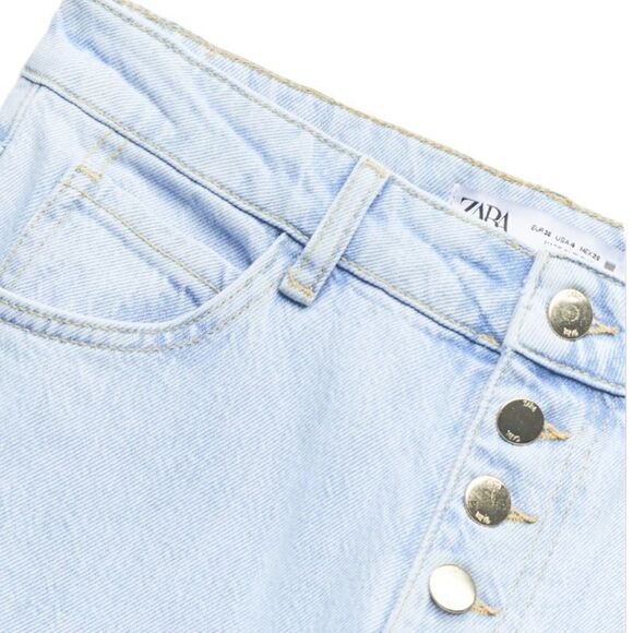 ZARA | Light Blue | HIGH-WAISTED FULL LENGTH Z1975 FLARED JEANS - Picture 4 of 10